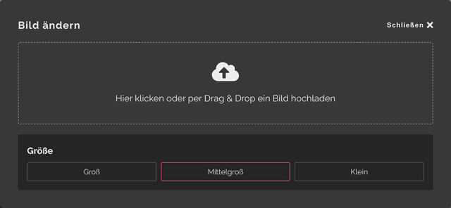 Dialog zum Hochladen von Bildern