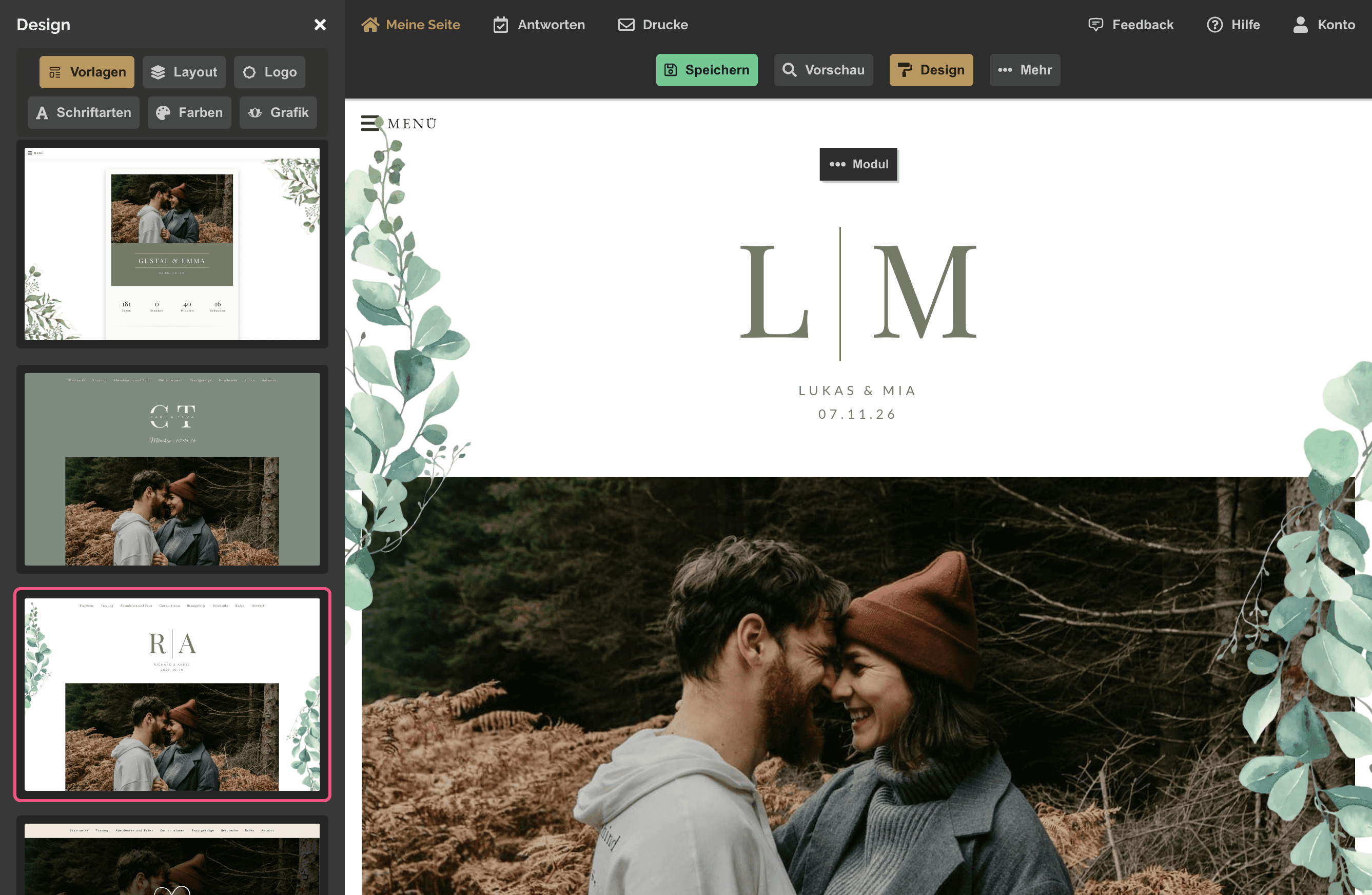 Beispiel für eine digitale Hochzeitseinladung